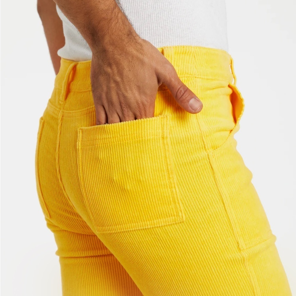 HAMMIES Bell Bottom Stretch Corduroy Size 32 in Yellow EUC 135 - Picture 4 of 8
